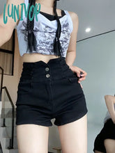 Lunivop High Waist Black Women’s Denim Super Shorts Summer New Young Girl Slim Fit Thin Mini